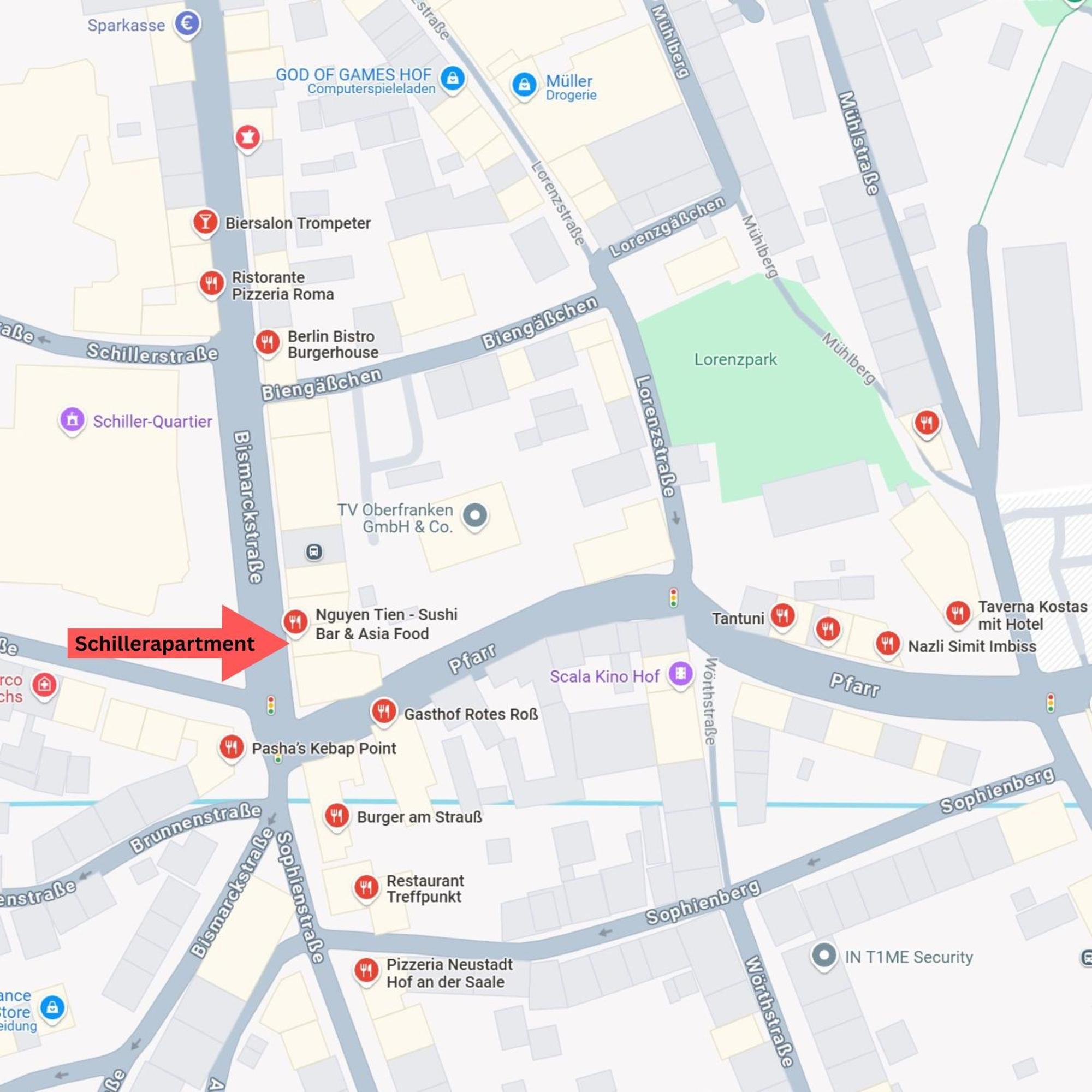 Schillerapartment Hof, Kueche, 24H Digital-Checkin, Parkplatz, Wlan250Mbit Hof  Bagian luar foto